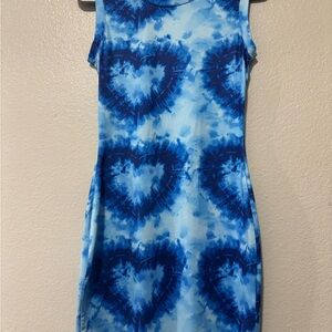 Blue Tie-Dye Sleeveless Dress